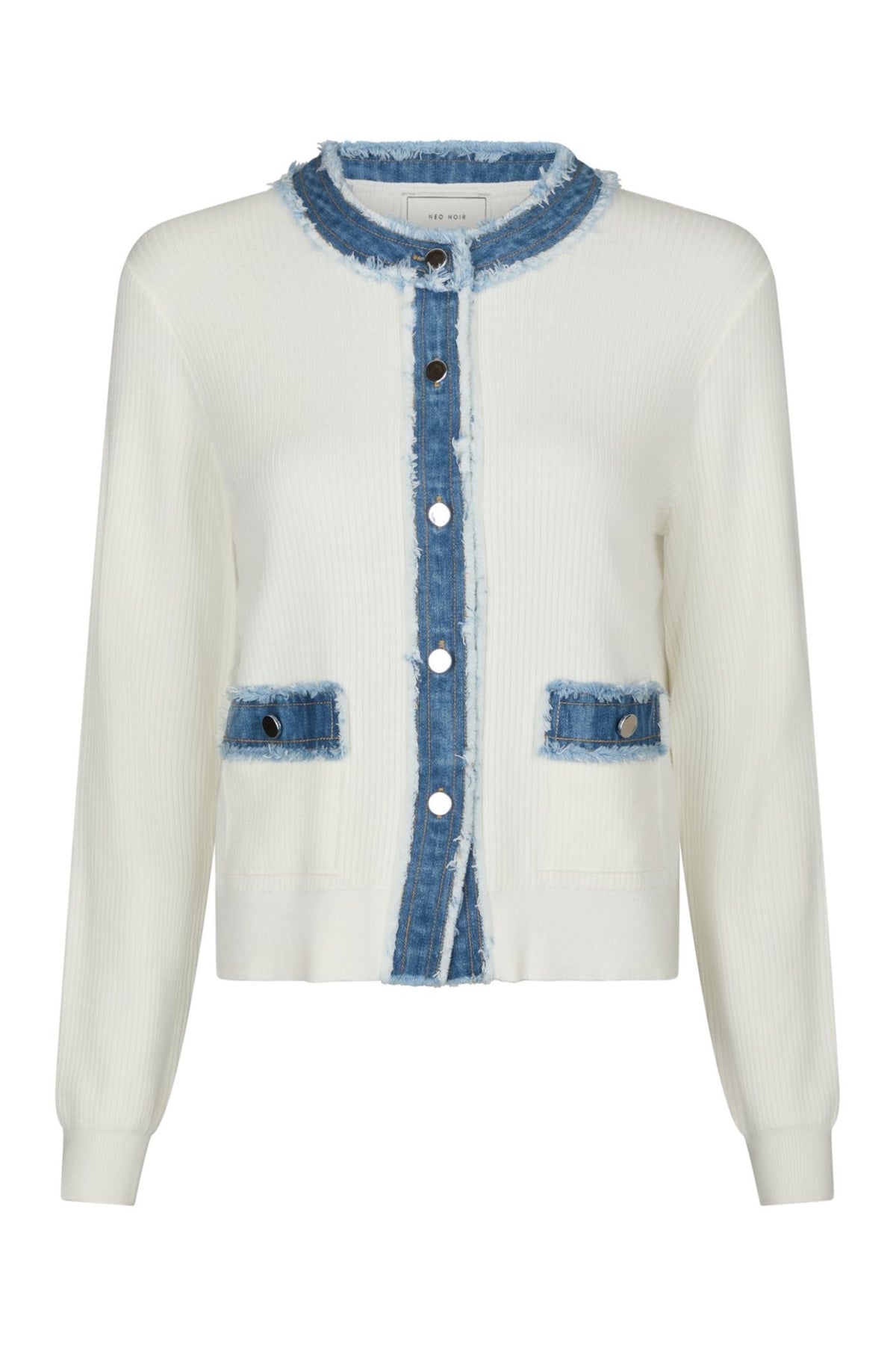 Zelma Knit Denim Cardigan - Off White