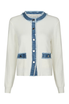 Zelma Knit Denim Cardigan - Off White