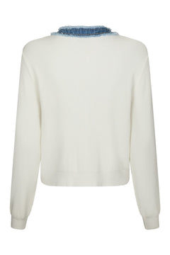 Zelma Knit Denim Cardigan - Off White