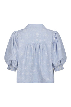 Etta Flower Stripe Shirt - Light Blue