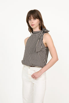 Veda Wide Stripe Top - Dark Brown