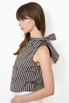 Veda Wide Stripe Top - Dark Brown