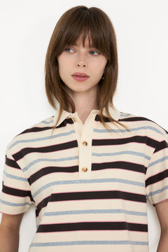 Vennera Triple Stripe Polo Tee - Grey