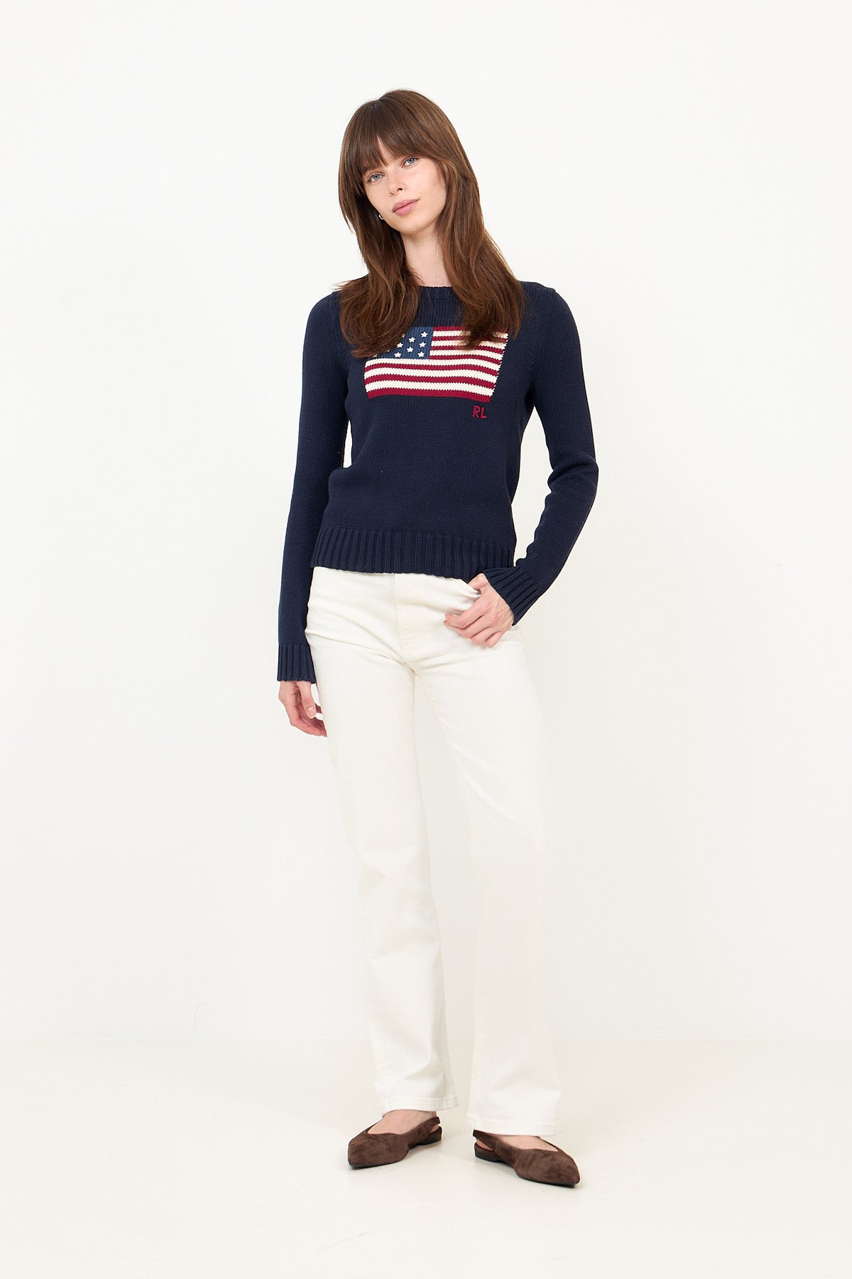 Flag Cn-Long Sleeve-Pullover - Marinblå