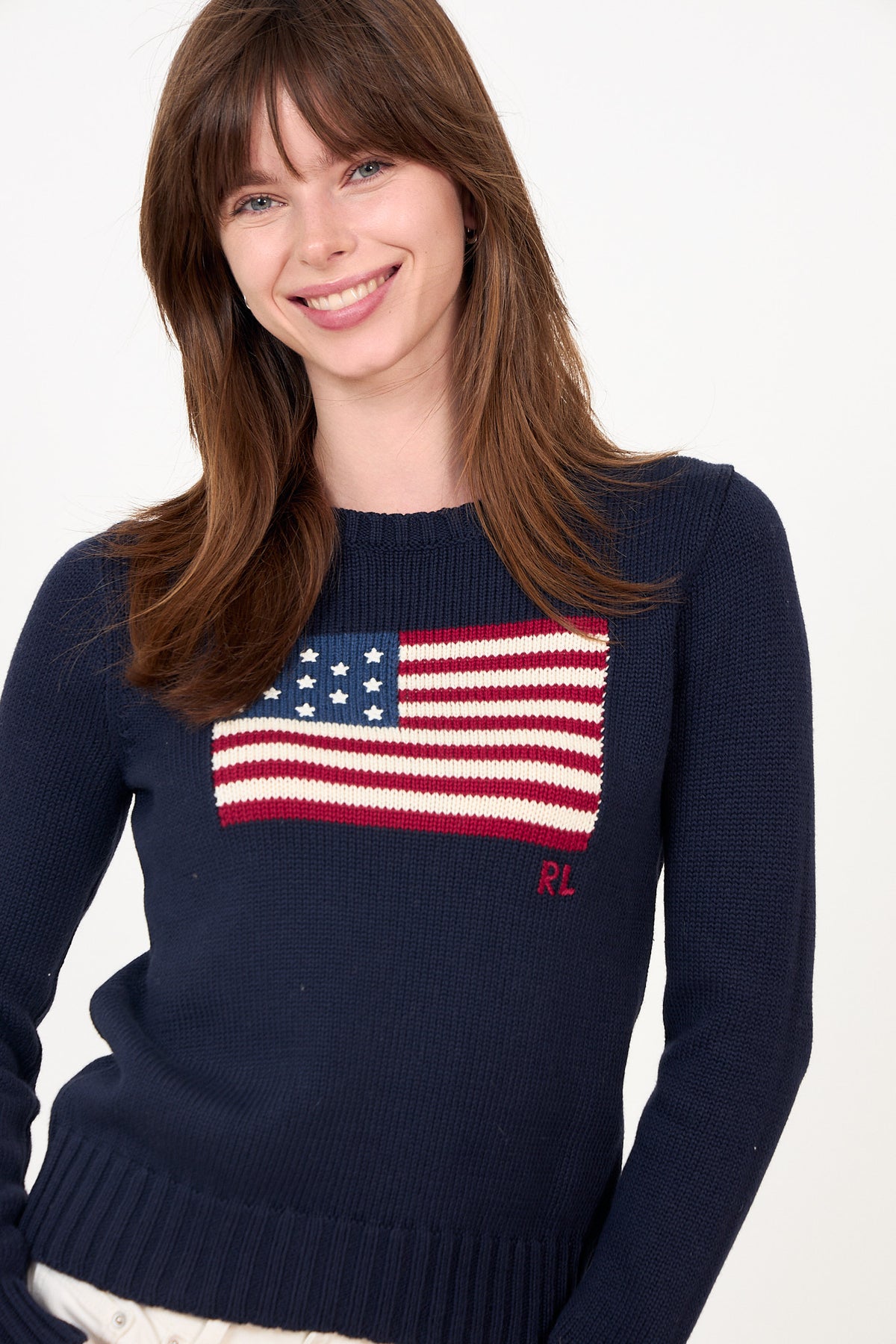 Flag Cn-Long Sleeve-Pullover - Marinblå