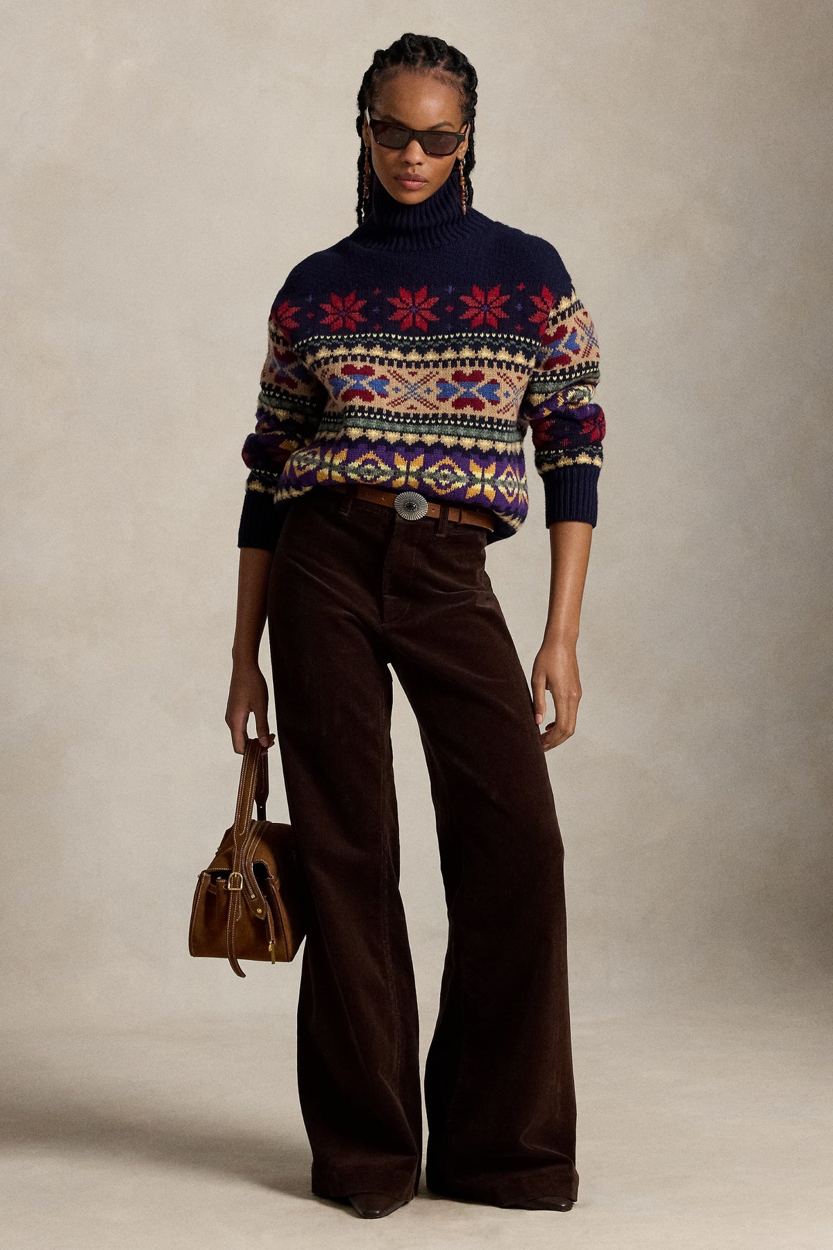 Woven Flare Pants - Brown
