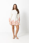 Edda Linen Dress - Off-White / Pink