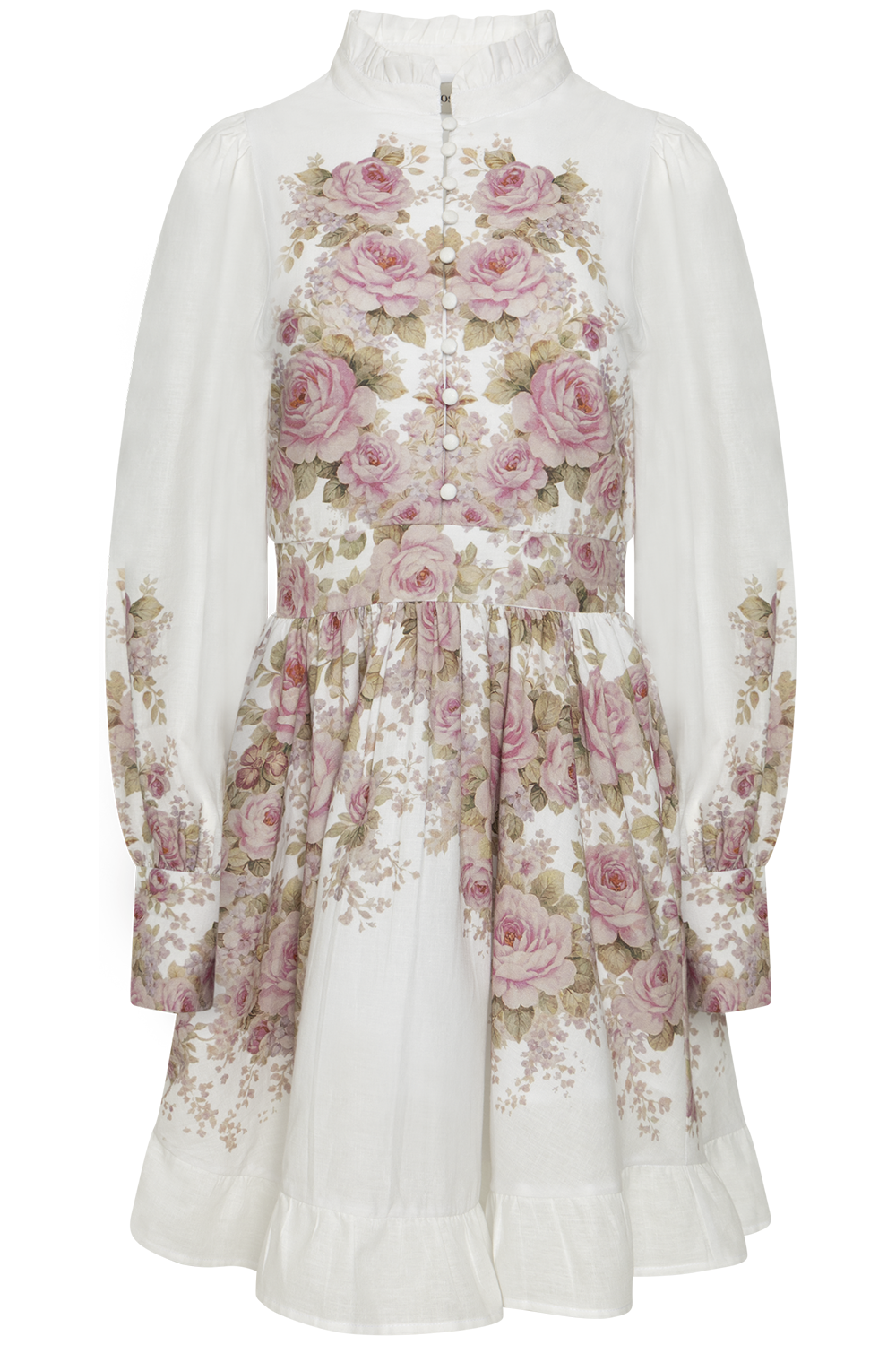 Liv Linen Mini Dress - Off-White / Pink