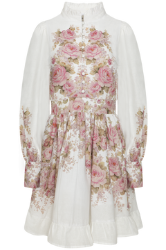 Liv Linen Mini Dress - Off-White / Pink