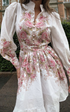 Liv Linen Mini Dress - Off-White / Pink