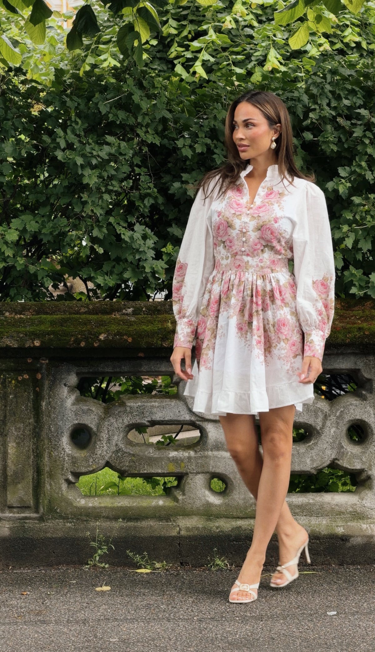 Liv Linen Mini Dress - Off-White / Pink