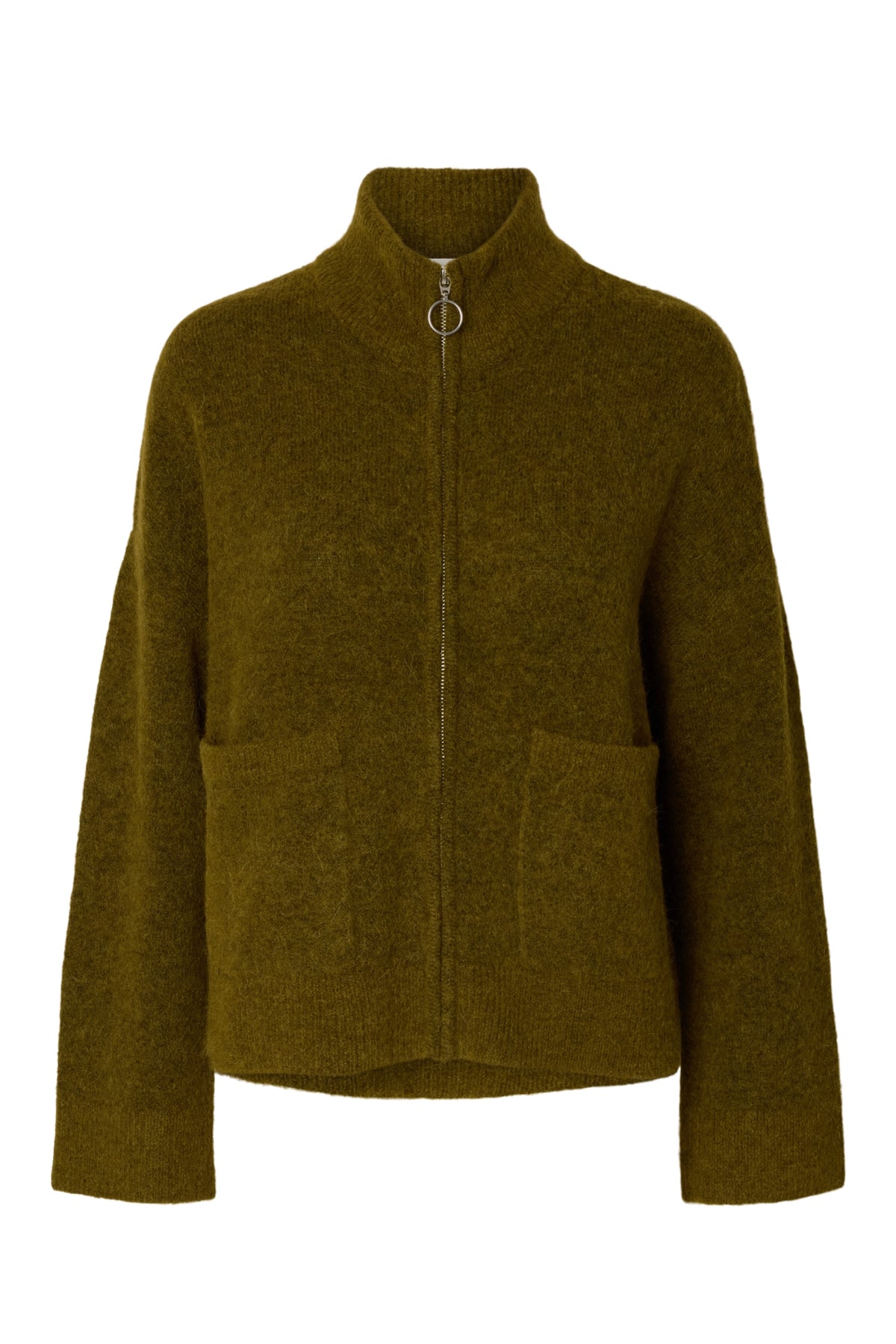 Sia Ras Ls Knit Zipper Cardigan - Fir Green