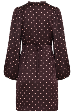 Agni Satin Lace Dot Dress - Aubergine