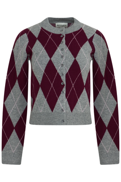Jane Argyle Wool Cardigan - Bordeaux