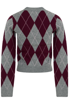 Jane Argyle Wool Cardigan - Bordeaux