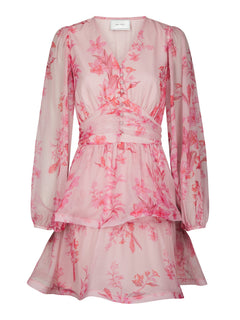 Rivana Print Chiffon Dress - Pink