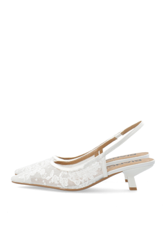 Biakristin Kitten Heel Slingback Mesh - White Lace