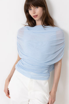 Cottuna Drapy Mesh Top - Light Blue