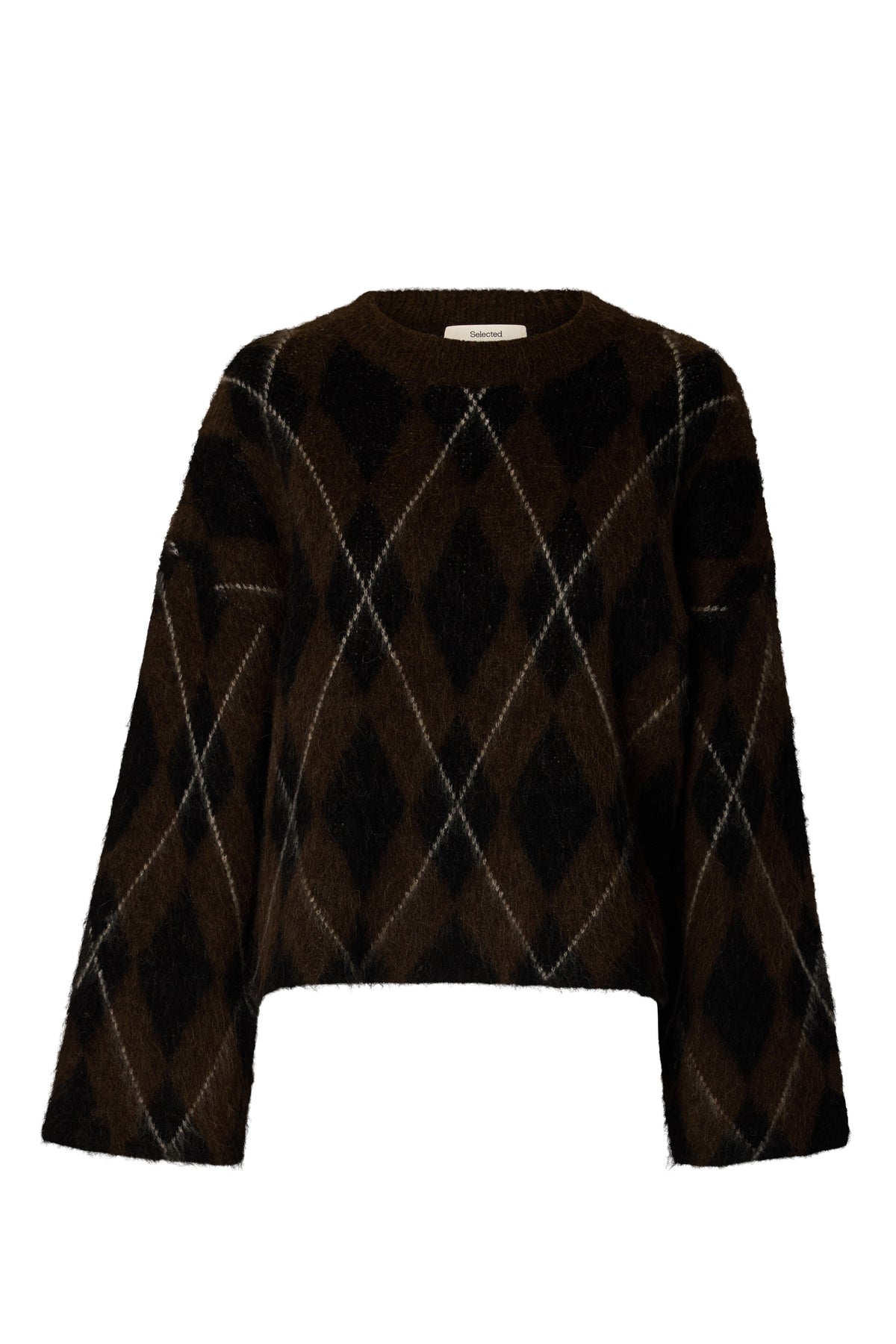 Selected Femme Lulu Brushed Argyle Stickad Tröja - Delicioso