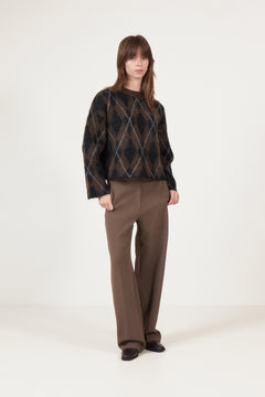 Lulu Brushed Ls Argyle Knit O-Neck - Delicioso
