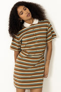 Stetson Polo Dress - Nuthatch Cream Stripe