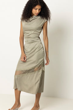 Tailor Lace Dress - Moss Gray