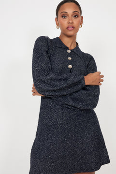 Eira Sparkle Knit Mini Dress - Navy