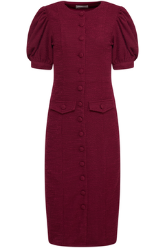 Irma Boucle Midi Dress - Bordeaux
