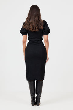 Irma Boucle Midi Dress - Black