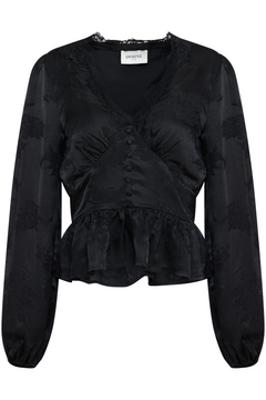 Nord Satin Lace Blouse - Black