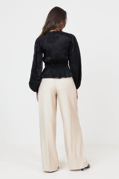 Nord Satin Lace Blouse - Black