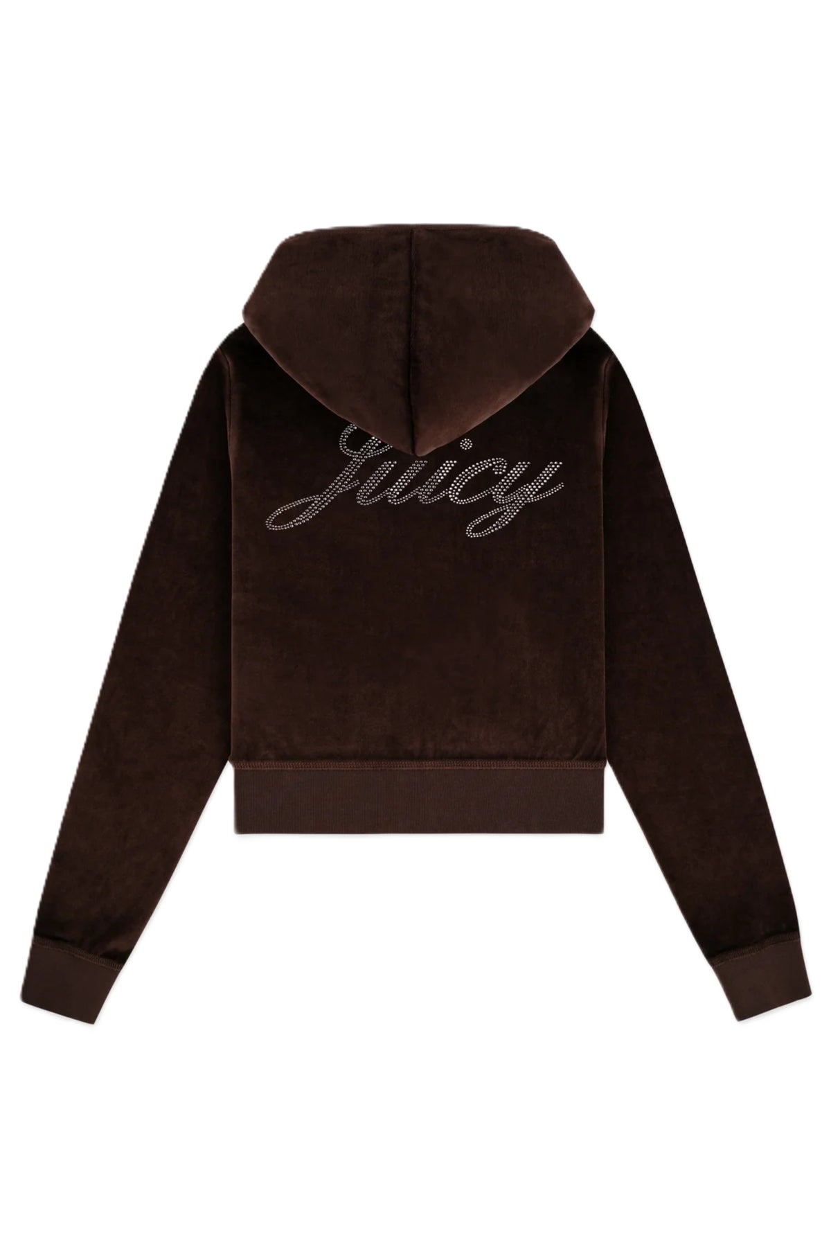 Juicy Script Velour Zip Hoodie - Chocolate