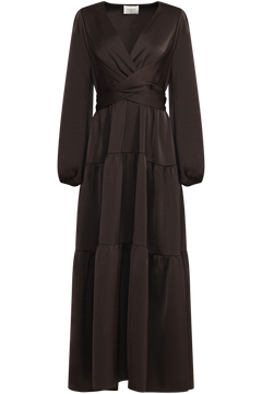 Hedvig Satin Dress - Dark Brown
