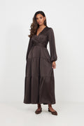 Hedvig Satin Dress - Dark Brown