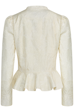Kara Brocade Peplum Blouse - Creme