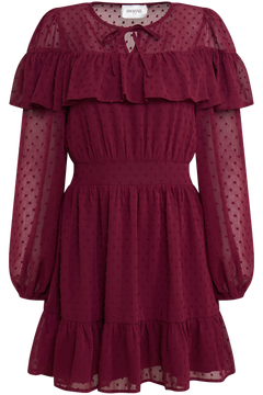Eyra Ruffle Mini Dress - Bordeaux