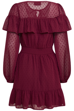 Eyra Ruffle Mini Dress - Bordeaux