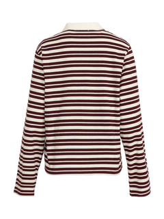 Isabelle Striped Polo Jumper - Burgundy