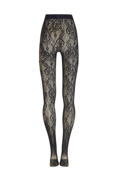 Infinite Rose Net Tights - Black