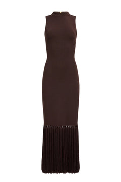 Sofina Knit Tassel Midi Dress - Chocolate