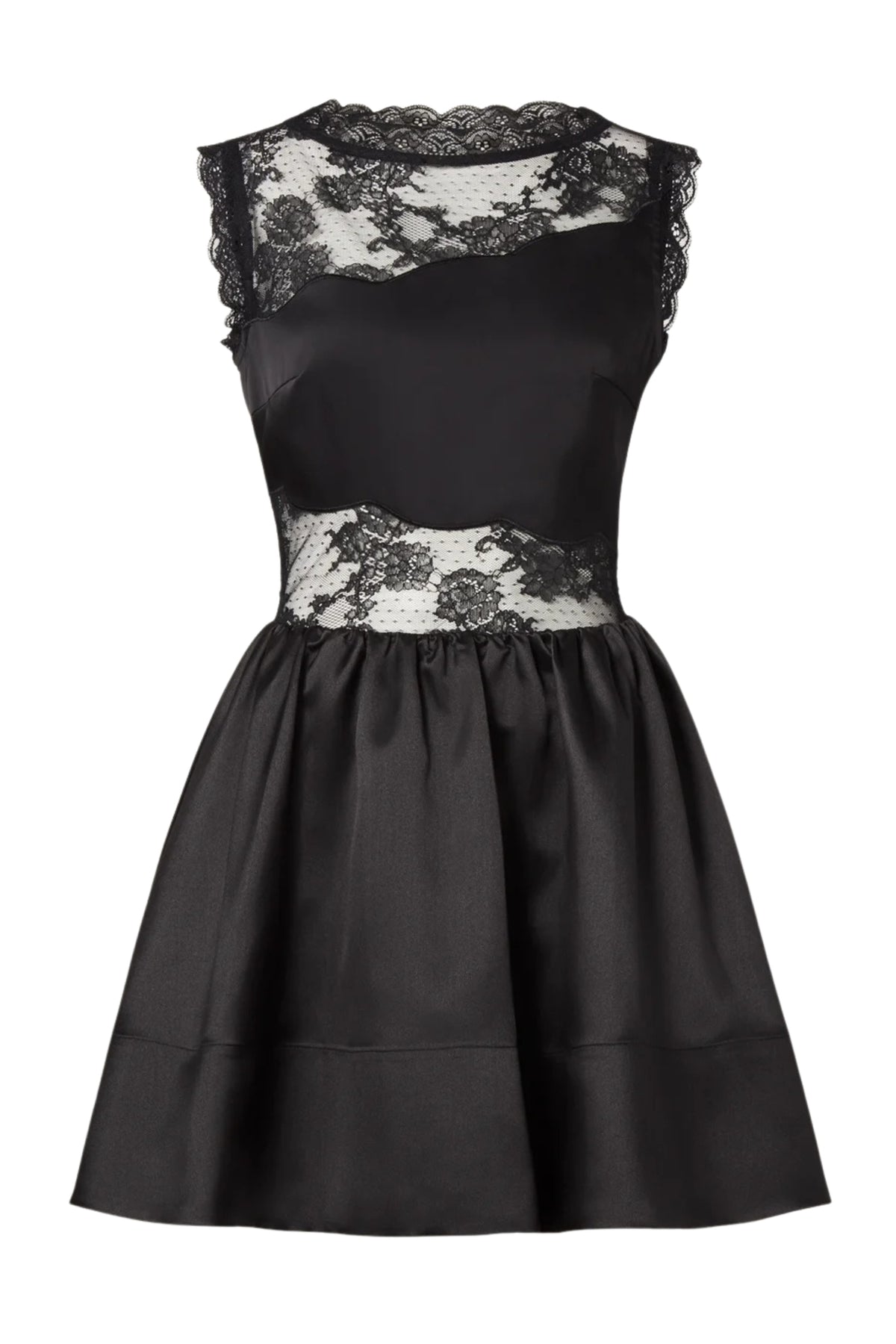 Rosy Lace Trimmed Cut Out Mini Dress - Svart