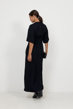 Zilla Brooch Detailed Maxi Dress - Black