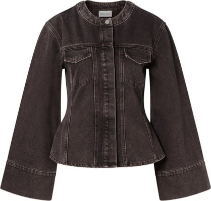 Meja Fitted Wide Sleeve Denim Shirt - Brown Wash