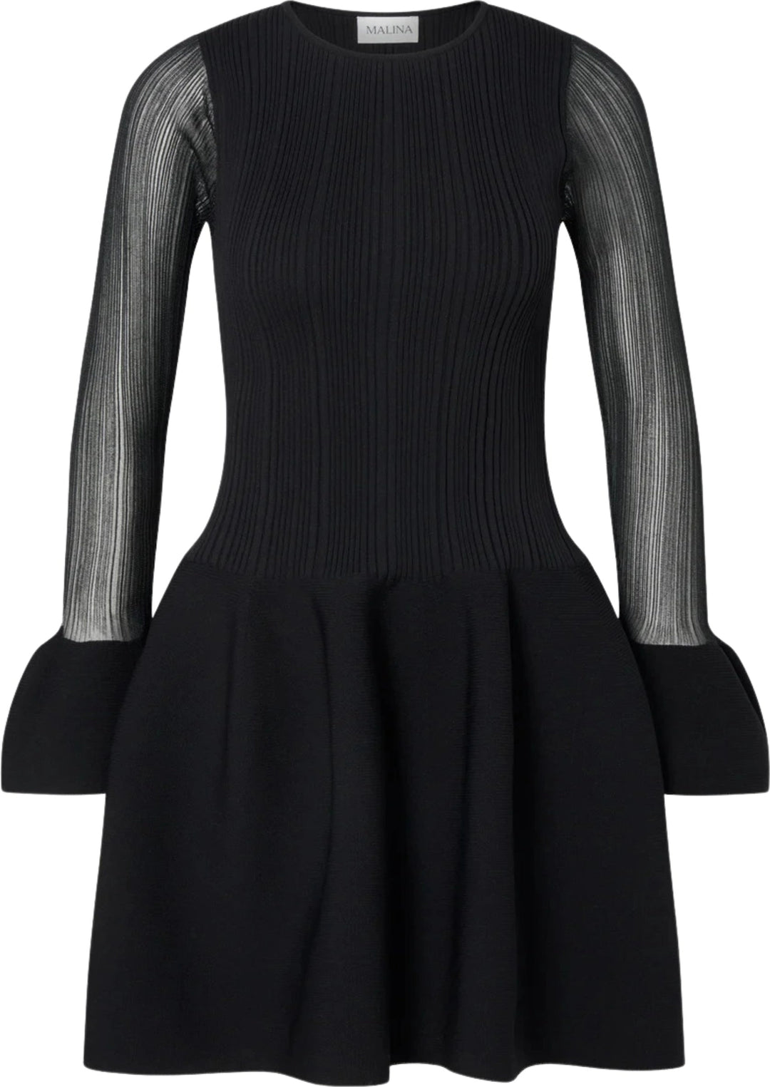 Elona Voluminous Skirt Knitted Mini Dress - Black