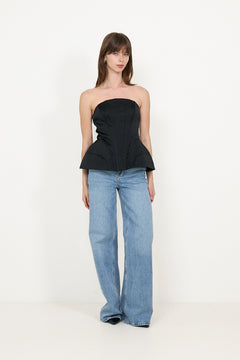 Bellina Sculpted Corset Top - Black