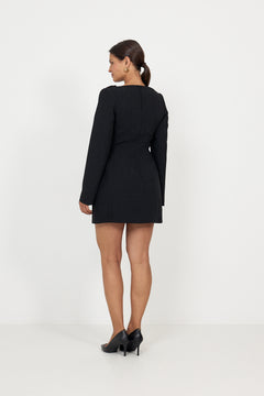 Ninni Cut-Out Shoulder Hourglass Mini Dress - Black