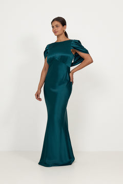 Louise Draped Back Maxi Dress - Teal