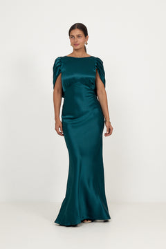 Louise Draped Back Maxi Dress - Teal