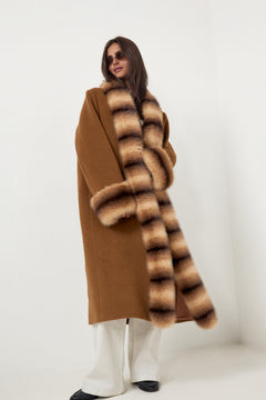 Anouk Yve Faux Fur Wool Coat - Camel Anouk Yve