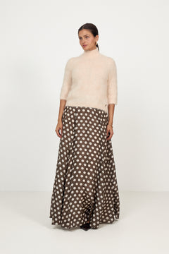 Striped Organza Maxi Skirt - Dots